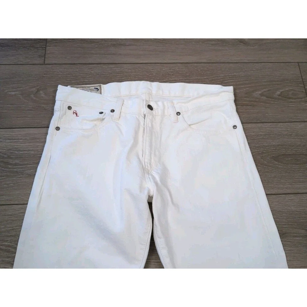 POLO RALPH LAUREN HAMPTON STRAIGHT MEN'S DENIM JEANS HUDSON WHITE 33X32  EUC